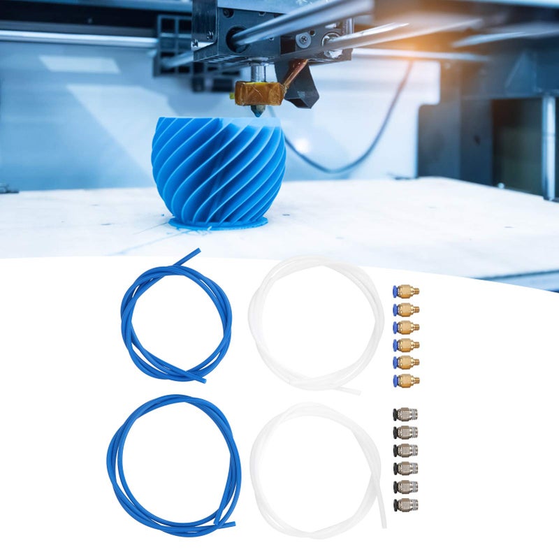 مجموعة أنابيب PTFE باللون الأزرق والأبيض 4 قطع مقاومة للحرارة العالية 260 درجة مئوية لطابعات ثلاثية الأبعاد مقاس 1.75 مم - Image 5
