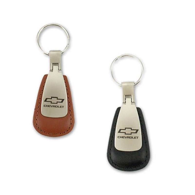 SR1 Performance Chevy Bowtie Leather Teardrop Key Chain Officially Licensed Chevrolet Keychain Sold individually Brown