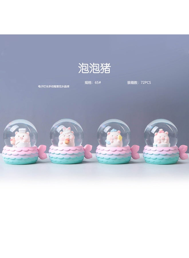 Mini Crystal Ball Flower Pet Creative Desktop Decoration Ornaments Style Holiday Gifts Luminous Atmosphere Lights