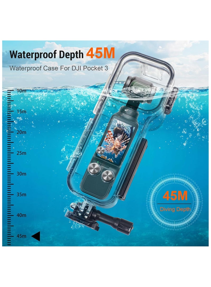45M/147FT Diving Case for DJI Osmo Pocket 3 Underwater Waterproof Case Housing Diving Shell for Osmo Pocket 3 Action Camera Protecive Case Accessories for Diving Surfing Swimming Skiing - Image 1