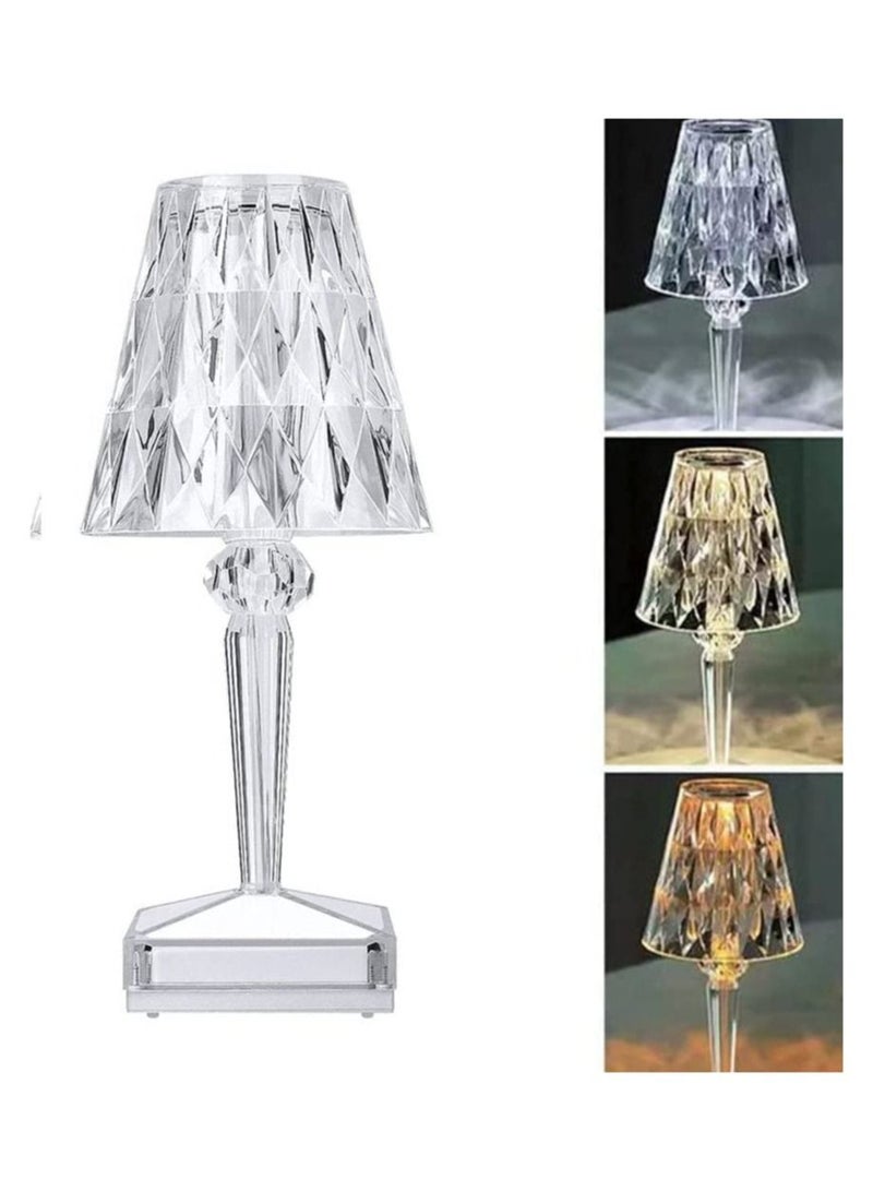 3 Color Changing Rechargeable Crystal Touch Control Small Table Lamp - Image 1