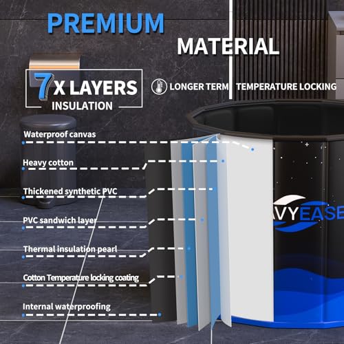 WAVYEASE Portable Bath Tub for Adults -(31.5"L x 26"H) Foldable Cold Plunge Tub for Recovery - Collapsible Soaking Bath Tub for Shower Stall Home SPA - Outdoor Ice Bathtub for Athletes (Black) - Image 5