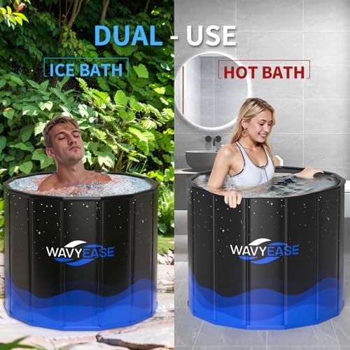 WAVYEASE Portable Bath Tub for Adults -(31.5"L x 26"H) Foldable Cold Plunge Tub for Recovery - Collapsible Soaking Bath Tub for Shower Stall Home SPA - Outdoor Ice Bathtub for Athletes (Black) - Image 3