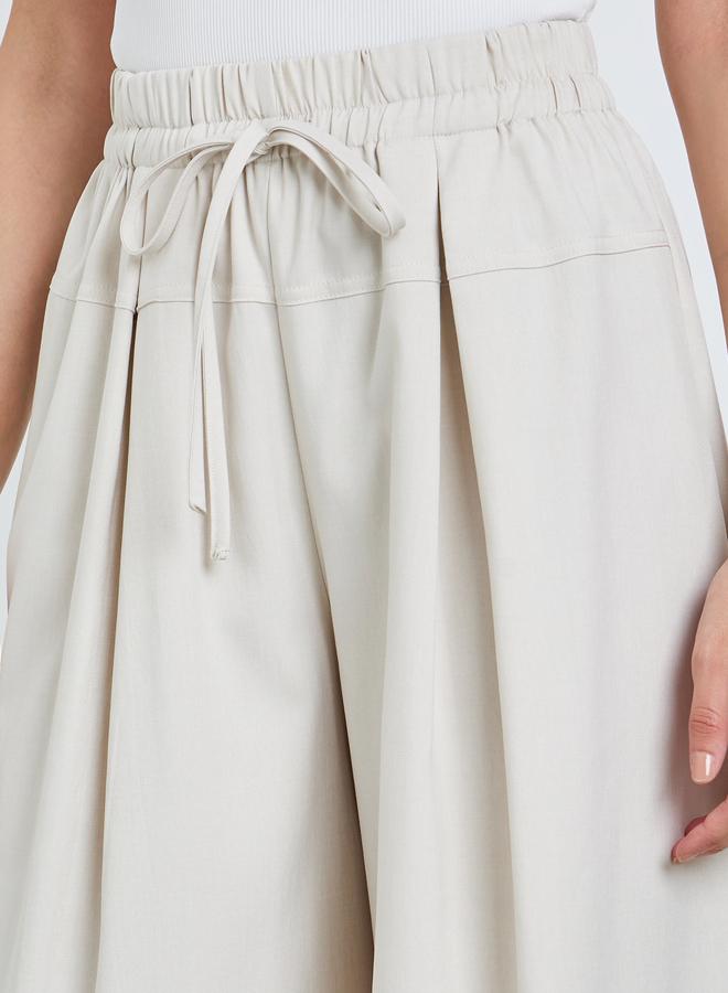 Take Two Beige Wide Leg Pants with Drawstring - Image 3