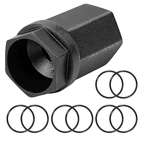 Kujunpao Diesel Nipple Cup Socket Kit Compatible with Ford 6.0L 2003-2007 High Pressure Oil Rail Ball Tube Repair with 8pcs Heavy Duty Viton O-Rings Leakproof and one 1/2" Drive Socket - Image 1