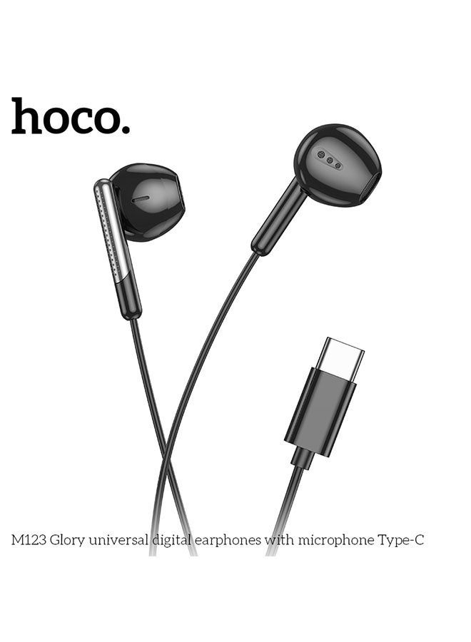 hoco. M123 Glory Universal Digital Earphones with Microphone Type-C(Black) - Image 3