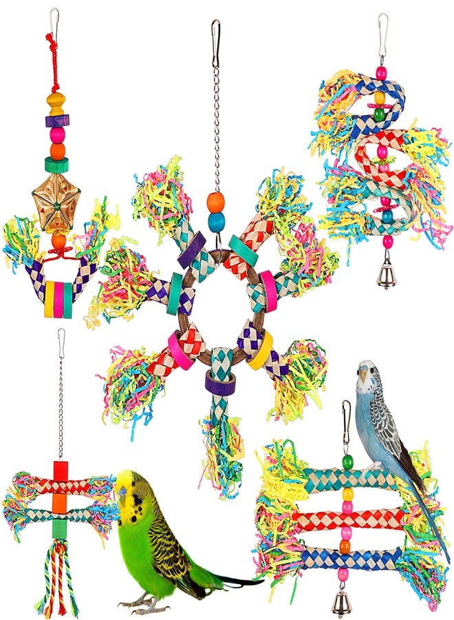LifeIdeas 5PCS Bird Toys - Foraging, Shredding & Hanging Toys for Small to Medium Parrots, Conures, Cockatiels, Budgies, Lovebirds & Parrotlets - Bird Cage Accessories - Image 1