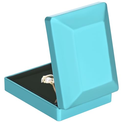 LETURE LED Light Pendant Necklace Gift Box, Velvet Jewelry Storage Display Case for Proposal Engagement Wedding Anniversary Birthday Valentine's Day (Blue Style 2) - Image 5