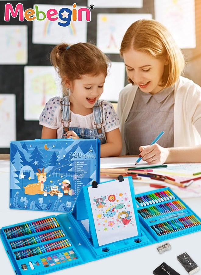 MEBEGIN 228 Art Supplies, Drawing Kit with Double Sided Trifold Easel ...