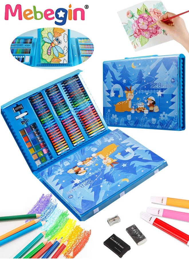 MEBEGIN 228 Art Supplies, Drawing Kit with Double Sided Trifold Easel, Deluxe Colouring Art Set with 30 Drawing Paper and Rich Drawing Accessaries, Easy to Carry, Ideal Gift for Beginners and Kids Aged 3+  - Image 2
