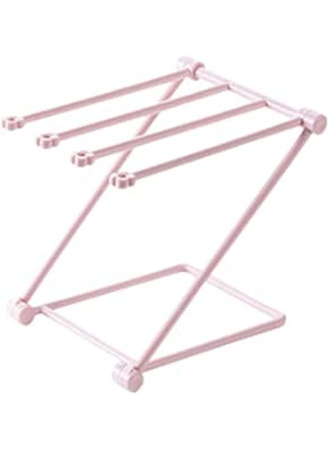 Foldable Vertical Towel Rack Light Pink Space Saving For Kitchen Bathroom - Image 1