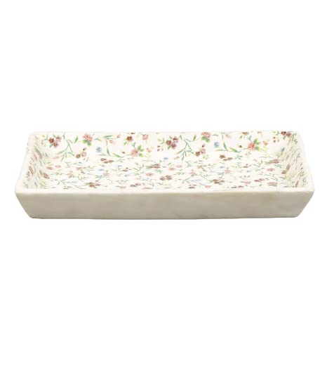 miah decor Miah Décor Handcrafted/Handmade Decal Multicolour Floral Ceramic Serving Platters/Tray-Set of 2 ; Dimension-8"X4"; Dishwasher, Oven & Microwave Safe/MD-15 - Image 3
