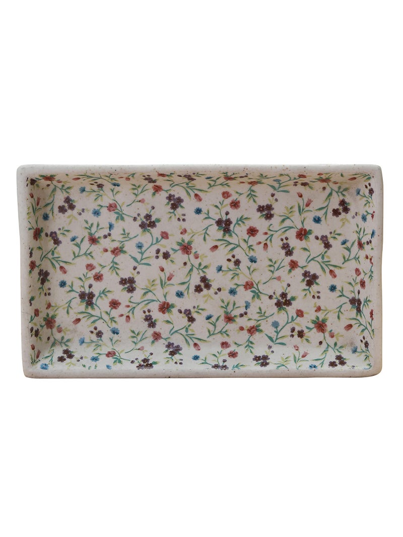 miah decor Miah Décor Handcrafted/Handmade Decal Multicolour Floral Ceramic Serving Platters/Tray-Set of 2 ; Dimension-8"X4"; Dishwasher, Oven & Microwave Safe/MD-15 - Image 2