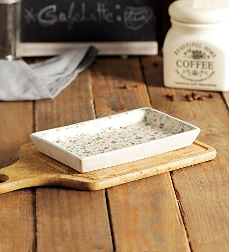 miah decor Miah Décor Handcrafted/Handmade Decal Multicolour Floral Ceramic Serving Platters/Tray-Set of 2 ; Dimension-8"X4"; Dishwasher, Oven & Microwave Safe/MD-15 - Image 1