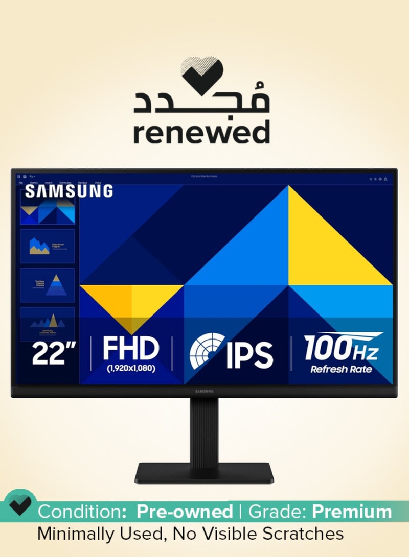 سامسونج Renewed - 22 inch S3 S30GD Essential Monitor, IPS Display, FHD Resolution, 100Hz Refresh Rate, 5ms (GtG) Response Time, Flicker-Free Technology, 16.7m Color Support | LS22D300GAMXUE - Image 1