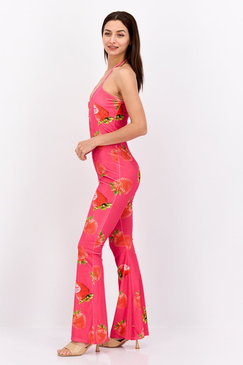 Vintage Supply بدلات نسائية بدون أكمام مطبوعة بالكامل، مجموعة وردية - Image 3
