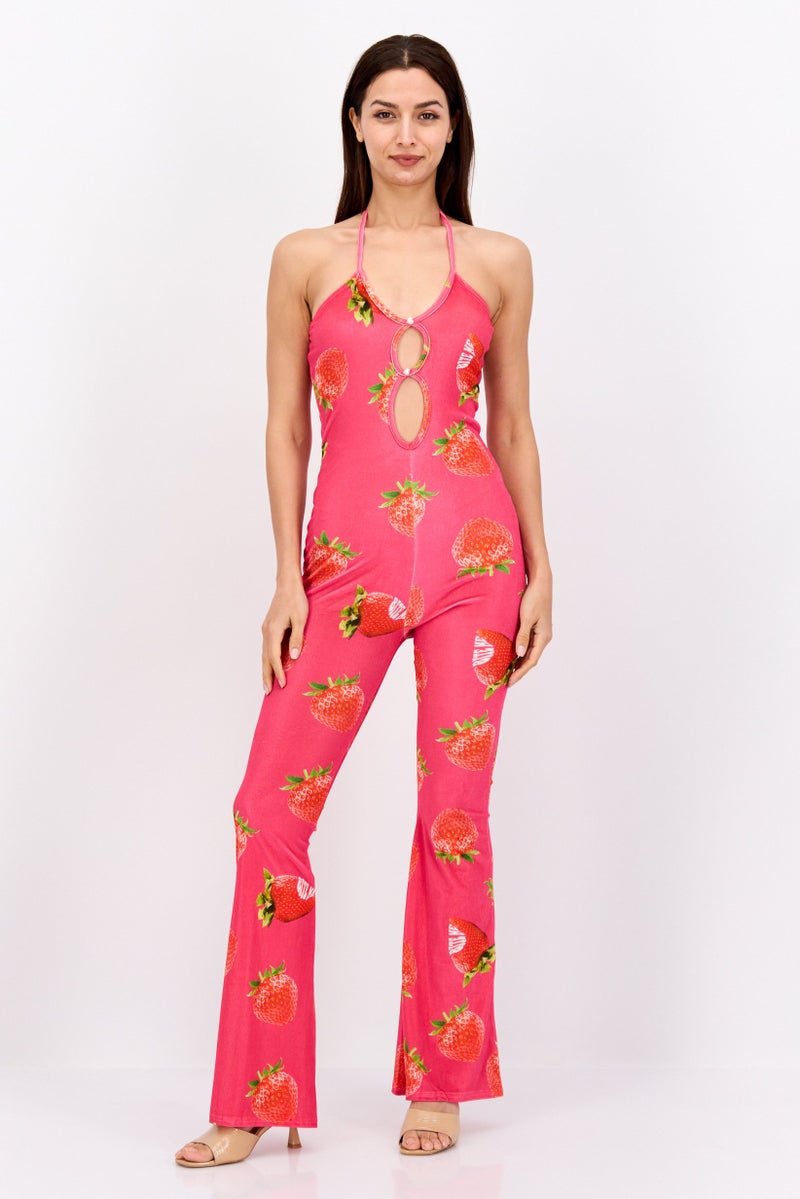 Vintage Supply بدلات نسائية بدون أكمام مطبوعة بالكامل، مجموعة وردية - Image 1