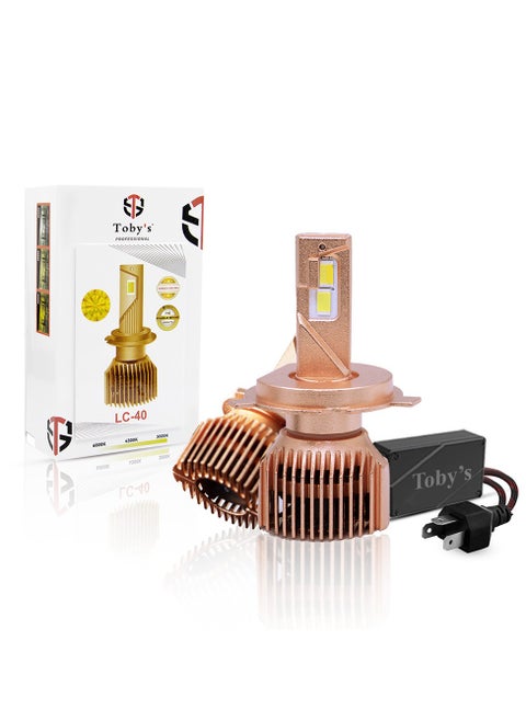 Toby's LC40-H4 80W/Pair Power Original Tested LED Headlight Assembly 8000 Lumens Bright 3 Colors With Temperature (6000K,4300K,3000K)
