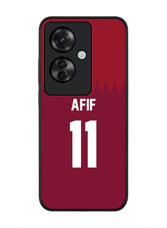Stylizedd Rugged Black edge case for Oppo Reno11 F / Oppo F25 Pro 5G, Slim fit Flexible Anti Drop Thin Cover - Football Team - Qatar, Player Name - Afif - Image 1