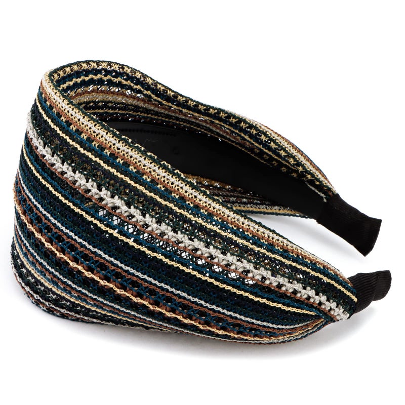 ACO-UINT Boho Wide Headbands for Women, Non-slip Hair Bands with Teeth, Thick Fashion Hair Accessories for Girls (Blue) - Image 1