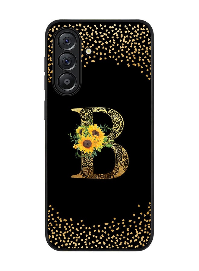 Stylizedd For Samsung Galaxy A56 5G Case,Slim fit Camera Protection, Shockproof Thin Phone cover  - Custom Floral Monogram - B ( Black ) - Image 1