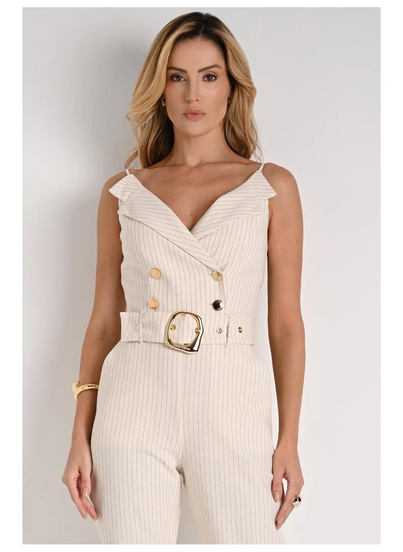 Carmen Steffens  Striped Front Wrap Jumpsuit for Women | Best Price UAE