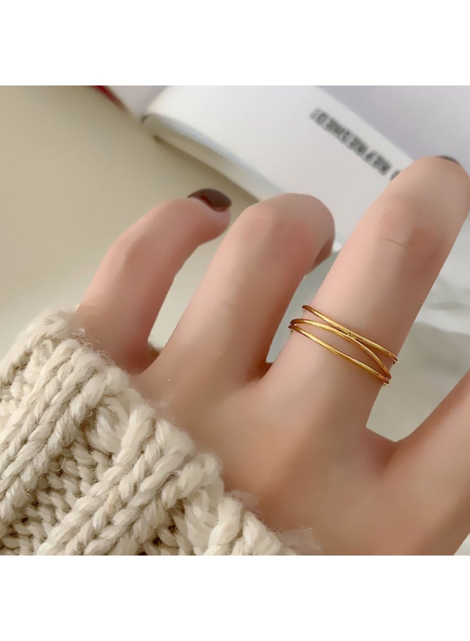 Light Luxury Simple Line Titanium Steel Ring Women's Niche Design Girls' Internet Celebrity Same Style Index Finger All-match Ring Trendy elry