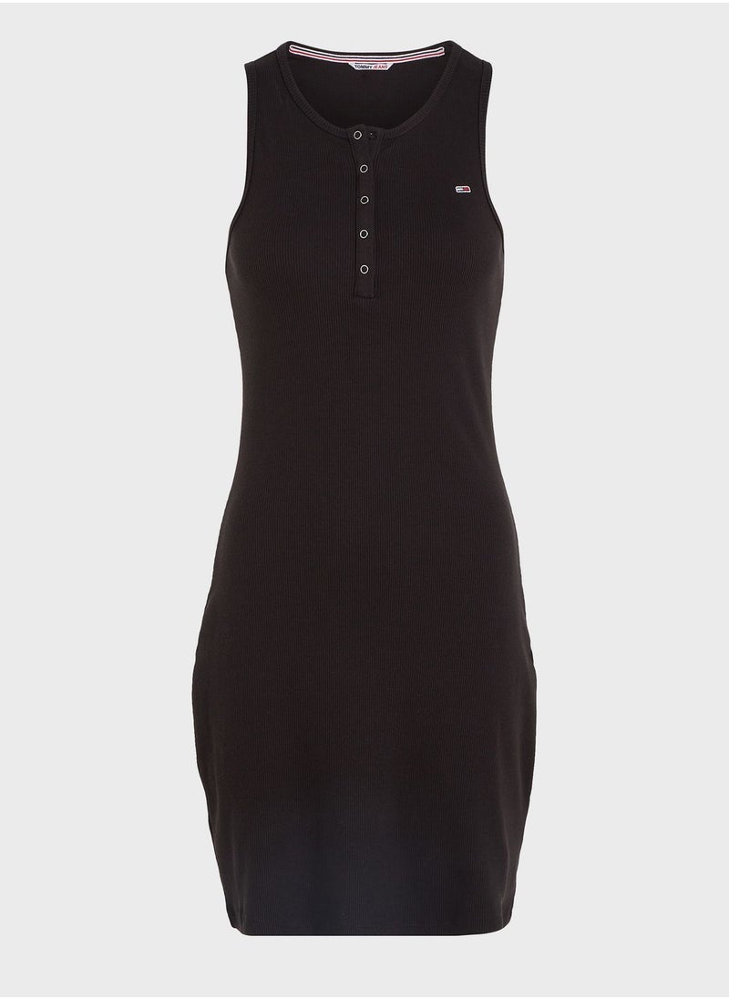 Button Detail Bodycon Dress