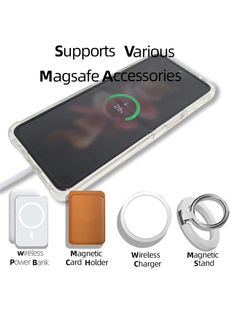 MIGOFAST - Magnetic Clear Case for Samsung Galaxy Z Flip 3 5g, Support Magsafe and Wireless Charger, Transparent Shockproof and Drop-Proof Hard PC Phone Cover for Galaxy z flip3 - Image 1