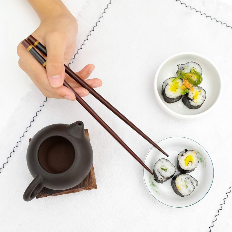 HuaLan Japanese Natural Wood Chopstick Set Reusable Classic Style Chopsticks Non-slip Design Chop Sticks 5 Pairs Gift Set - Image 4
