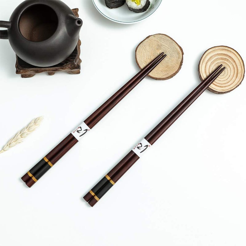 HuaLan Japanese Natural Wood Chopstick Set Reusable Classic Style Chopsticks Non-slip Design Chop Sticks 5 Pairs Gift Set - Image 5