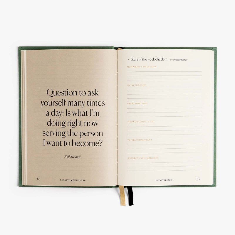 Intelligent Change Notes to Mindfulness Daily Journal for Women With Prompts, Illustrated Gratitude & Positivity Journal, Undated Guided Journal, Hardbound Wellness Journal - Intelligent Change x Chelsea Kauai (Sage  - Image 4