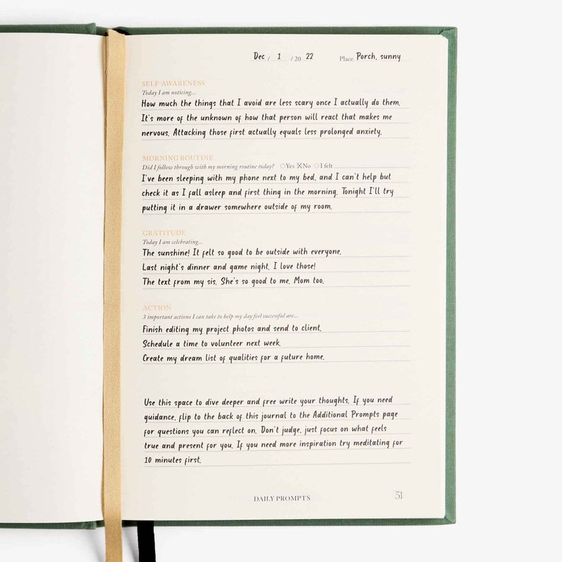 Intelligent Change Notes to Mindfulness Daily Journal for Women With Prompts, Illustrated Gratitude & Positivity Journal, Undated Guided Journal, Hardbound Wellness Journal - Intelligent Change x Chelsea Kauai (Sage  - Image 2