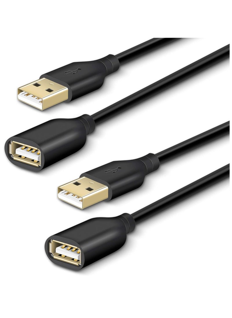 Fasgear 2 Pack 6Ft 1.83M Usb 2.0 Extension Cables A Male To A Female Charging And Syncing Usb Extender Cord Black Black  - Image 1