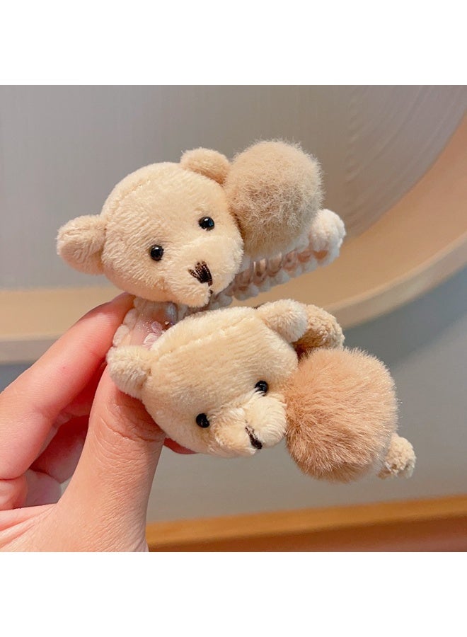 Plush Bear Shark Clip | Perfect for Middle Eastern daily life, a heartwarming gift for Ramadan/Eid al-Fitr. 【Milk Coffee】+【Milk White】2PCS - Image 4