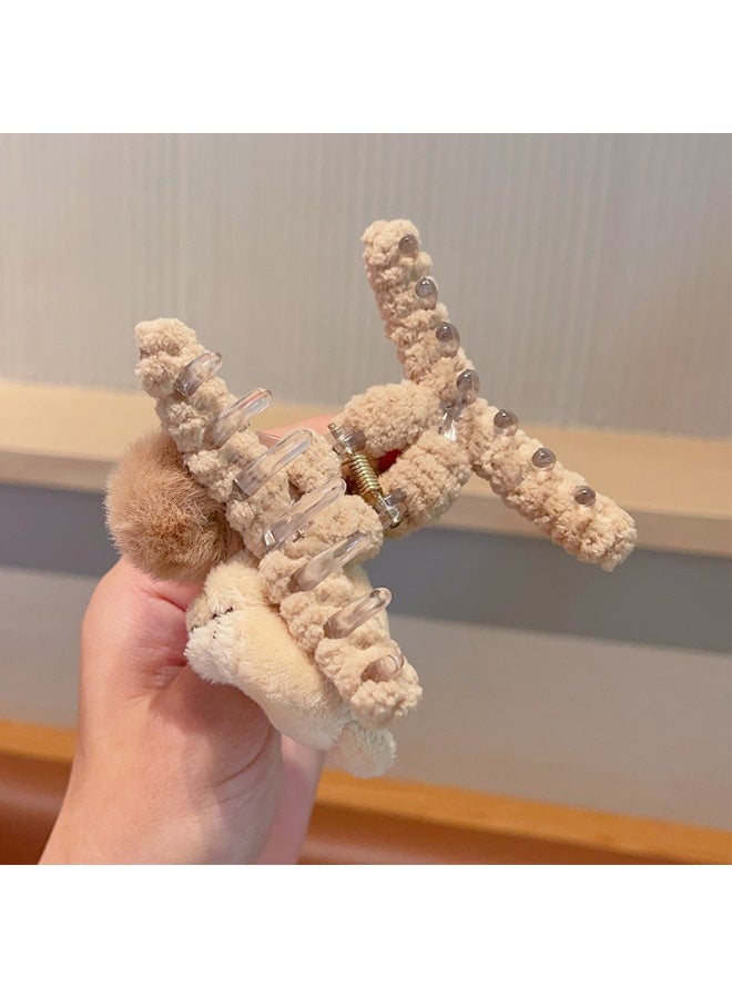 Plush Bear Shark Clip | Perfect for Middle Eastern daily life, a heartwarming gift for Ramadan/Eid al-Fitr. 【Milk Coffee】+【Milk White】2PCS - Image 3