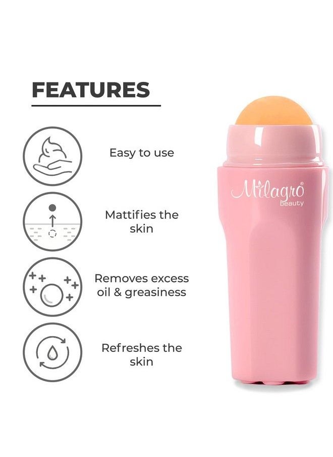 Milagro Beauty Oil Absorbing Volcanic Face Roller Reusable Facial Skincare Tool For Athome & Onthego Oily Skin Care Mini Massage (Pink)  - Image 5