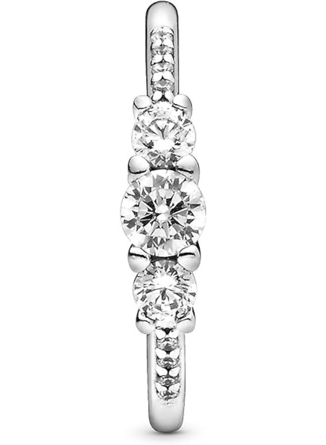 DORA Clear Three-Stone Cubic Zirconia Ring in Sterling Silver - Image 3