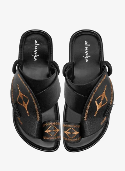 Al Waha Men Embroidered Slip-On Arabic Sandals with Toe Loop Ramadan Collection