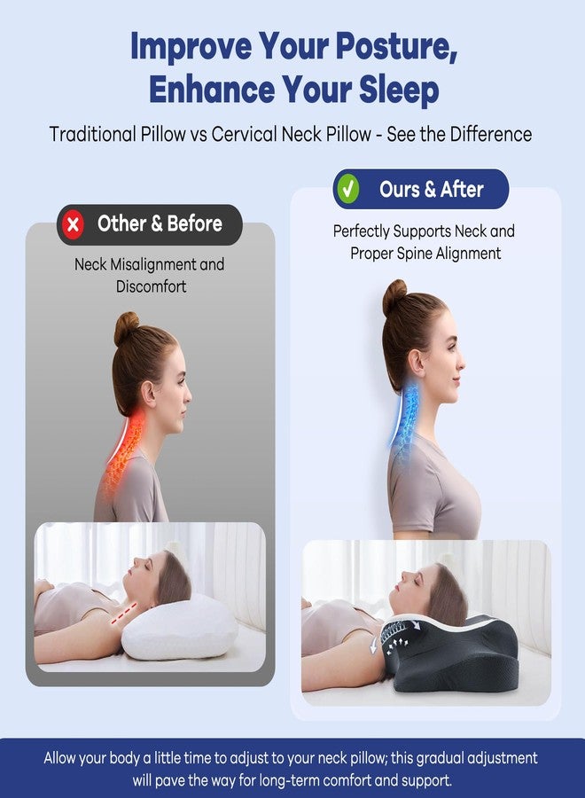DONAMA Cervical Neck Pillow for Pain Relief, Cervical Pillow with Memory Foam Ergonomic Pillows with Dual Heights for Back, Stomach and Side Sleepers Kids' Floor Pillows Cushions (Light Grey, 27×15") - Image 3