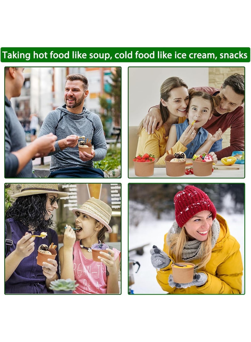 Arabest 8oz Paper Soup Container Cup with Vented Lids, Disposable Paper Food Container Kraft Soup Bowls, Microwavable and Freezer Safe To Go Soup Containers for Hot Soup, Ice Cream (50 Pcs - Kraft, 8 oz) - Image 5