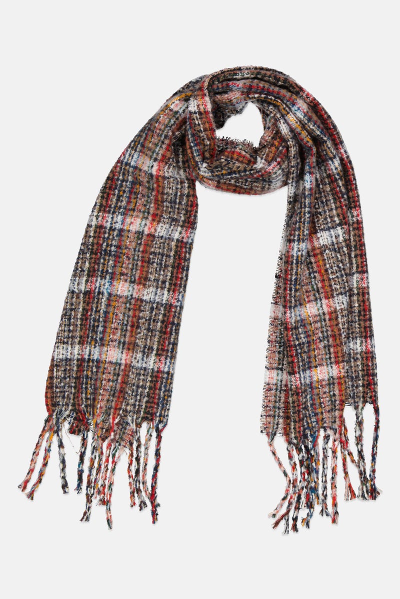 Max Studio Women Plaid Scarves 180 x 75 cm, Black  - Image 1