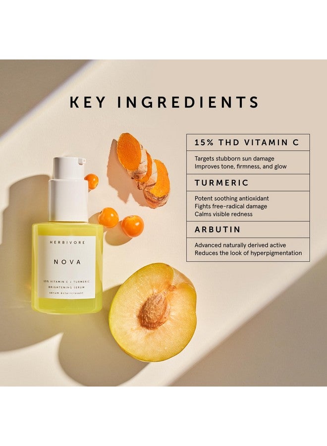 HERBIVORE Nova Brightening Serum for Face - 15% Vitamin C + Turmeric to Visibly Improve the Look of Dark Spots and Even Skin Tone, Plant-based, Vegan, Cruelty-free, 30mL /1 oz - Image 3