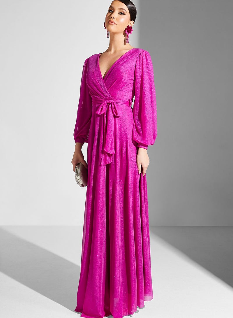 Khizana Sparkling Fuchsia Gown Dress  - Image 1
