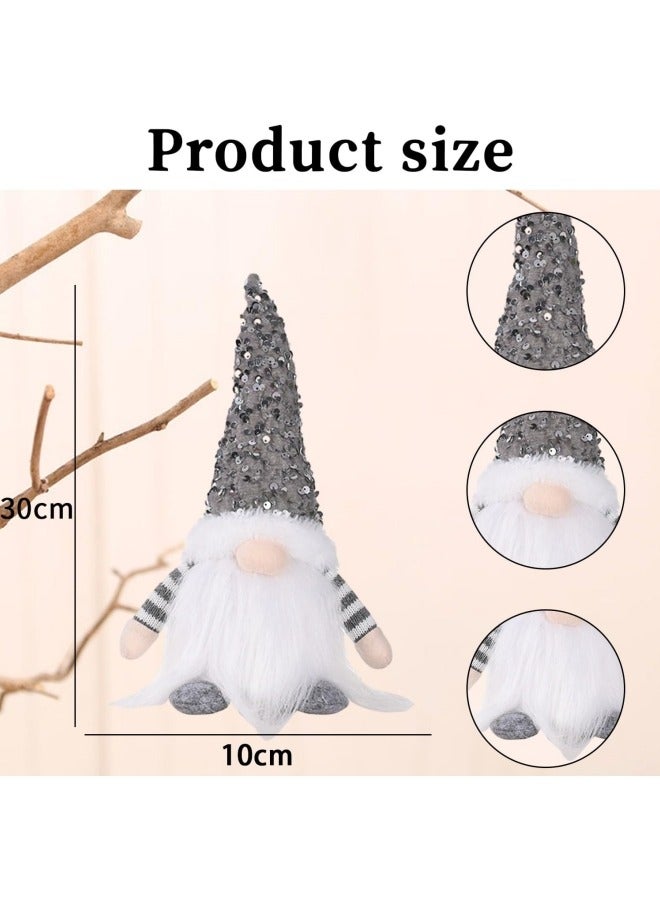 GGEROU Light Up Christmas Gnomes Silver Christmas Gnomes Plush Lighted Tomte Ornaments Figurines Dolls - Image 2