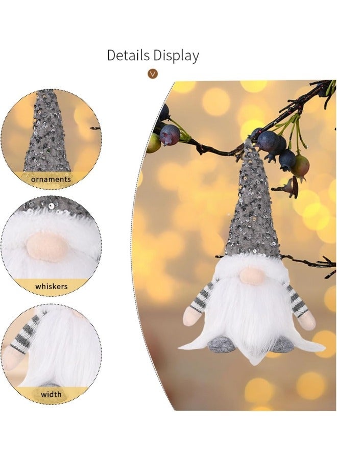 GGEROU Light Up Christmas Gnomes Silver Christmas Gnomes Plush Lighted Tomte Ornaments Figurines Dolls - Image 3