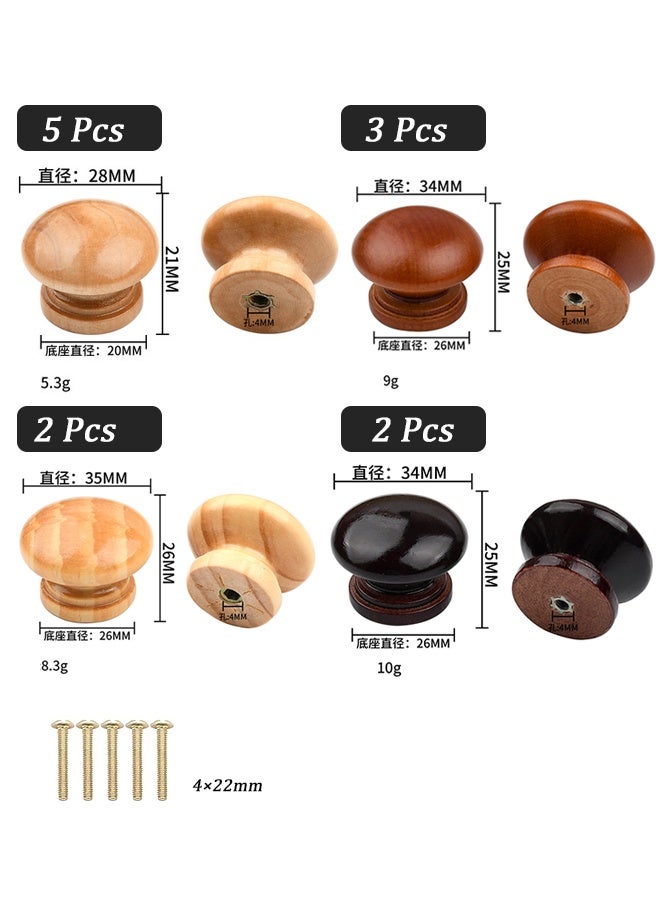 إم إكس إن 12 قطعة من مقابض الخزائن/مقابض الأدراج الخشبية مع براغي، مقابض خشبية مستديرة على شكل فطر للأدراج والخزائن ودواليب الملابس - Image 2
