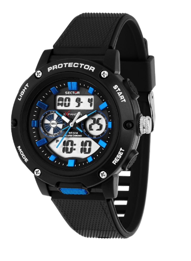 Sector EX-45 43MM DIGITAL BLU BLK DIAL BLK PU S - Image 1