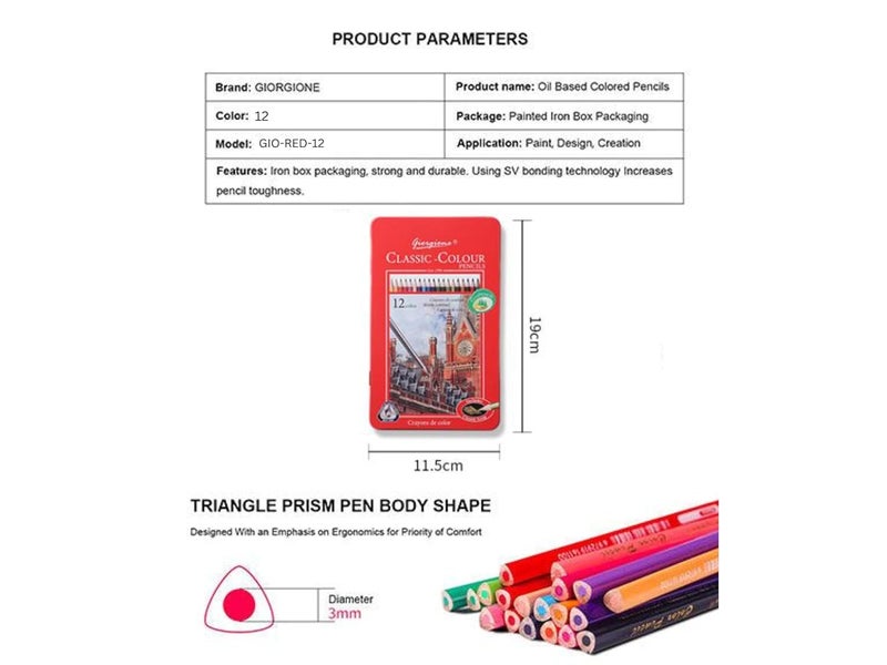 Giorgione Artists Colouring Pencils Tin Set of 12