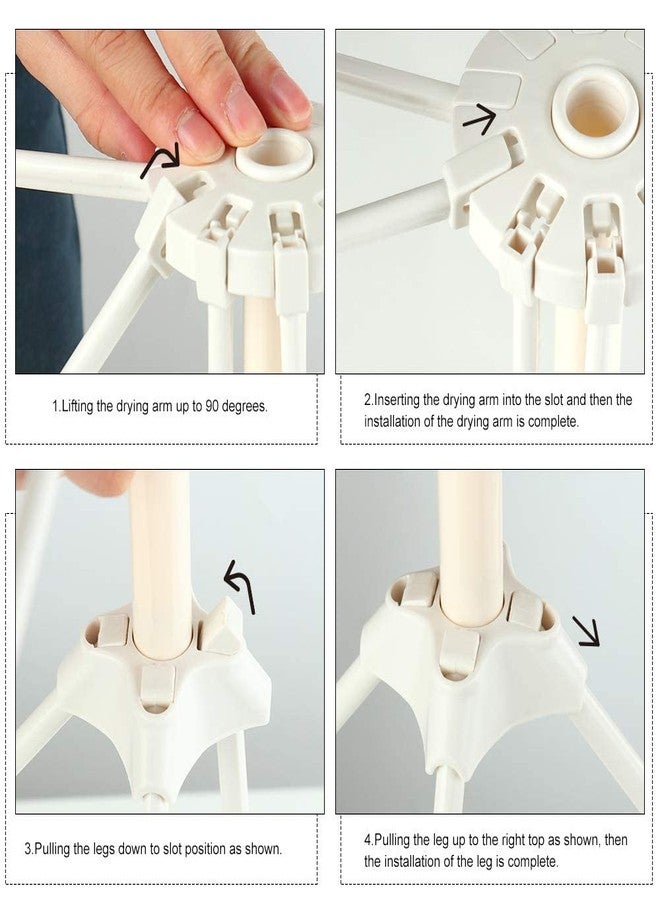 Cambom Collapsible Pasta Drying Rack - Spaghetti Noodle Drying Rack with 10 Bar Handles White - Image 5